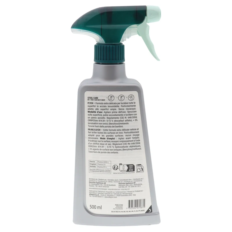 Electrolux Steel Care spray detergente acciaio inox 500ml extra delicato lucida