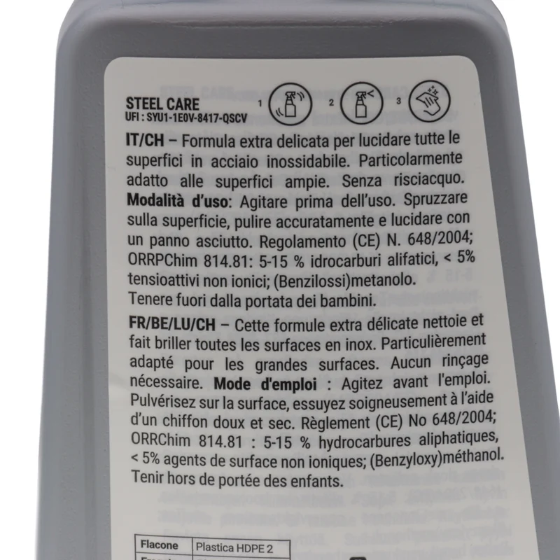 Electrolux Steel Care spray detergente acciaio inox 500ml extra delicato lucida
