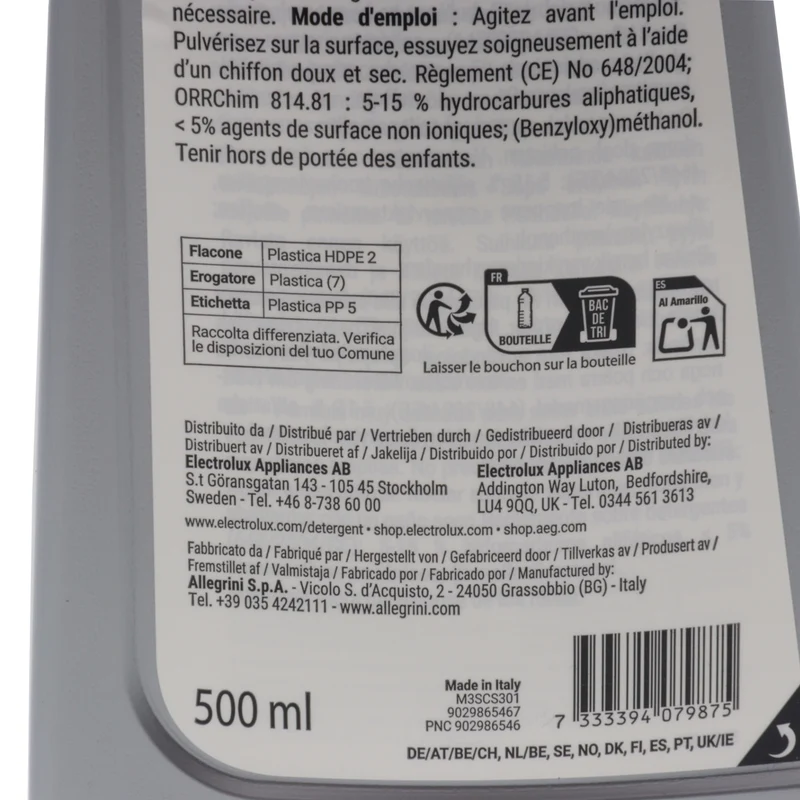 Electrolux Steel Care spray detergente acciaio inox 500ml extra delicato lucida