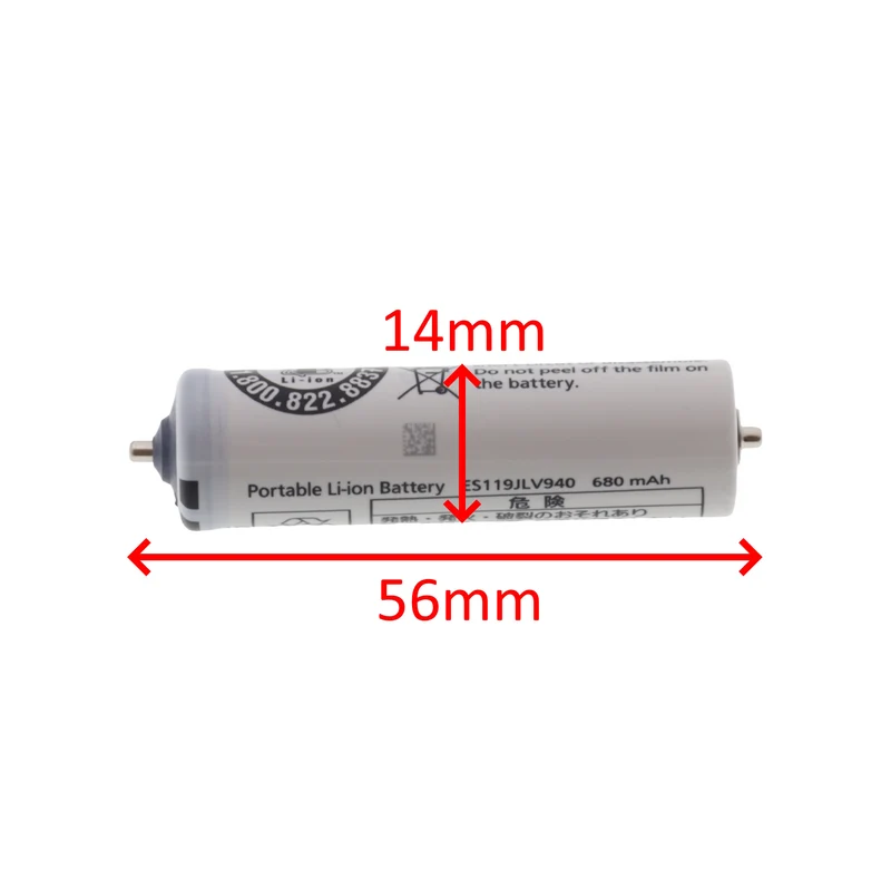 Panasonic batteria Li-Ion 56mm 680mAh 3.6V rasoio epilatore ES-EL9 ES-LV6 Braun UR14500Y