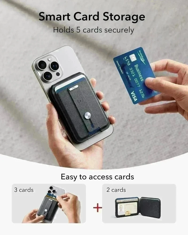 iPhone 17 Classic Hybrid Magnetic Case (Camera Control, Stash Stand) with Wallet Stand Bundle - Frosted Blue