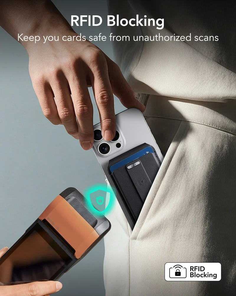 iPhone 17 Classic Hybrid Magnetic Case (Camera Control, Stash Stand) with Wallet Stand Bundle - Frosted Blue