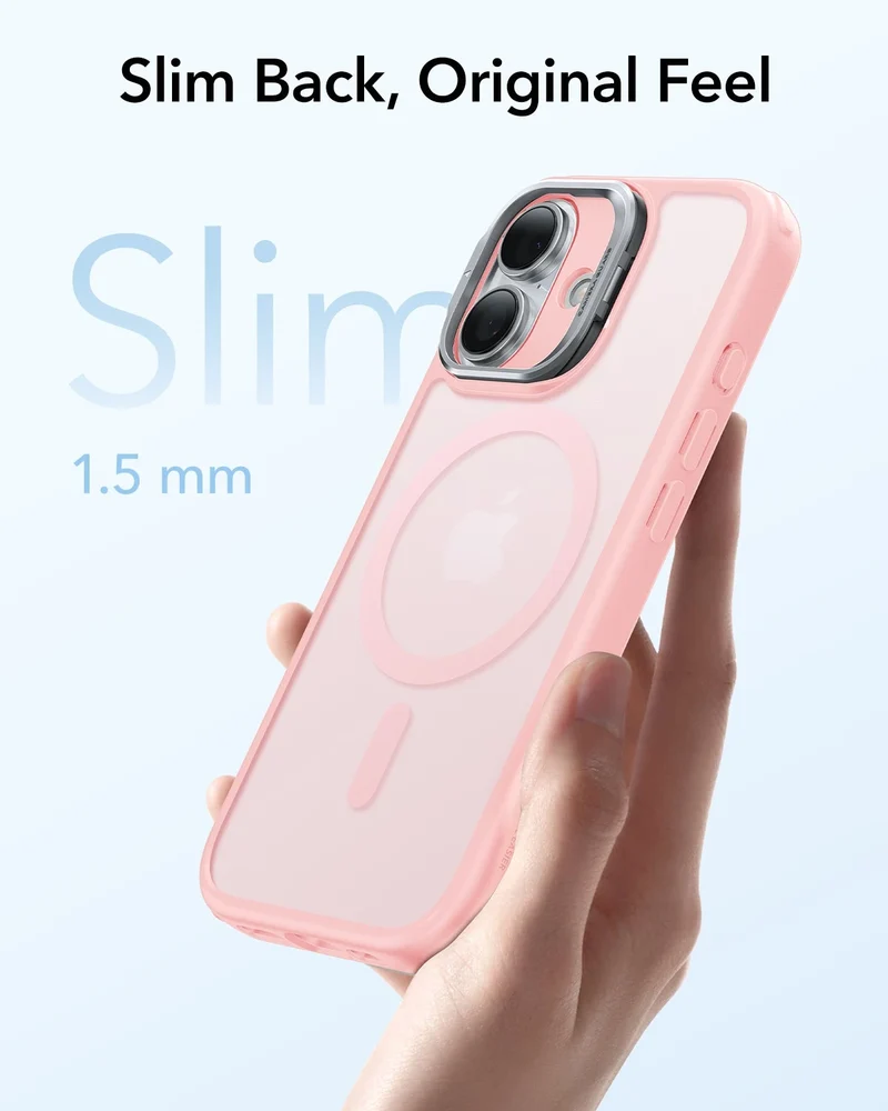 iPhone 17 Classic Hybrid Magnetic Case (Camera Control, Stash Stand) - Frosted Bubblegum Pink