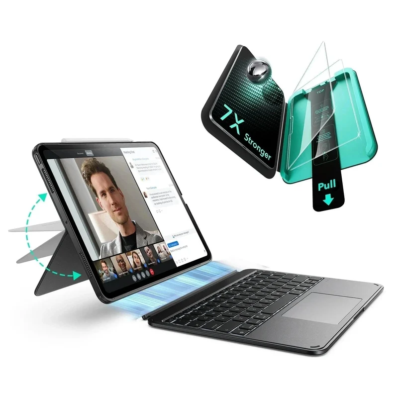 iPad 11" (A16) 2025 Bundle Shift Keyboard Case and Armorite Screen Protector -US Layout-Dark Gray