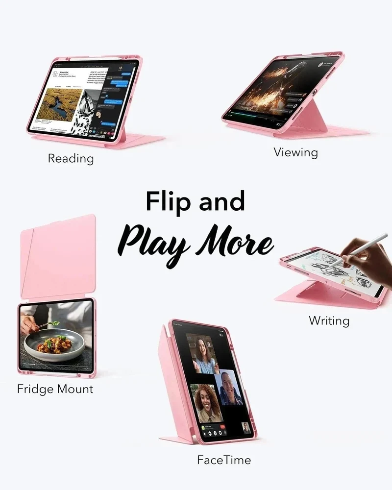 iPad Pro 13″ (2024) Flip Magnetic Case with Pencil Bundle - Pink