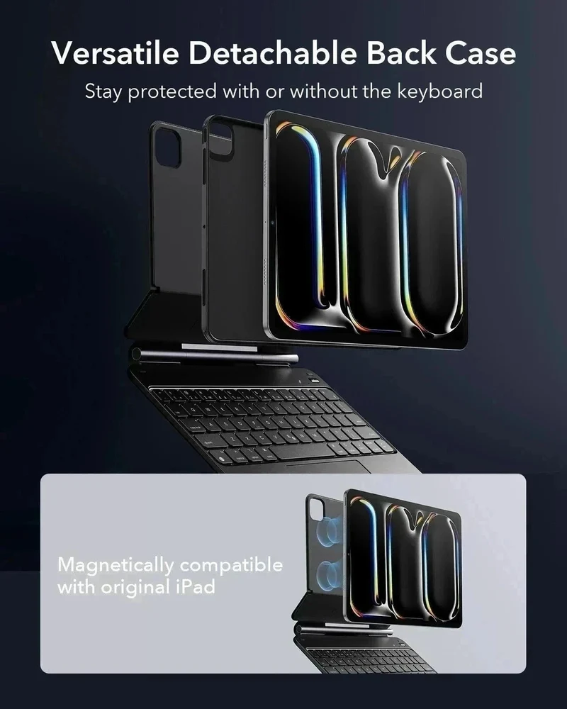 iPad Pro 11ʺ (2025) Rebound Magnetic Keyboard Case 360 Pencil Bundle - US Layout-Black