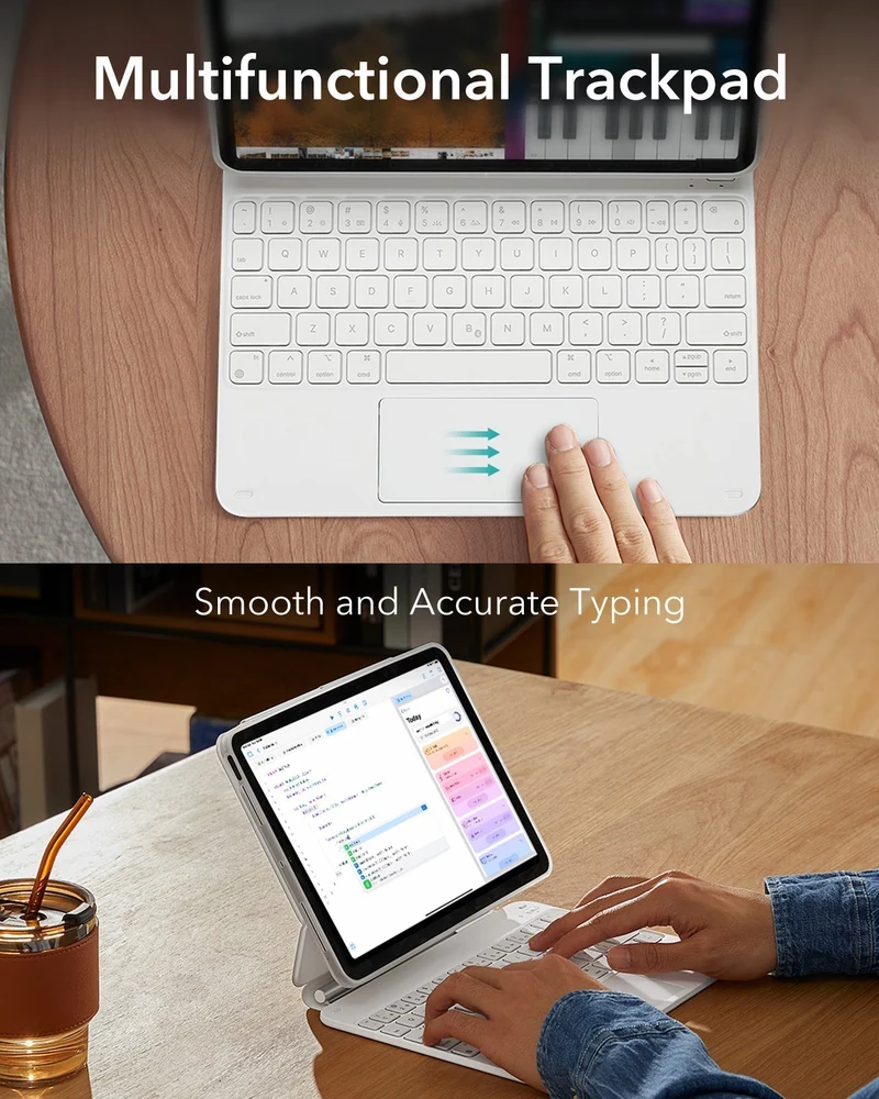 iPad Pro 11ʺ (2025) Bundle Rebound Magnetic Keyboard Case 360 & Armorite Screen Protectors - US Layout-White