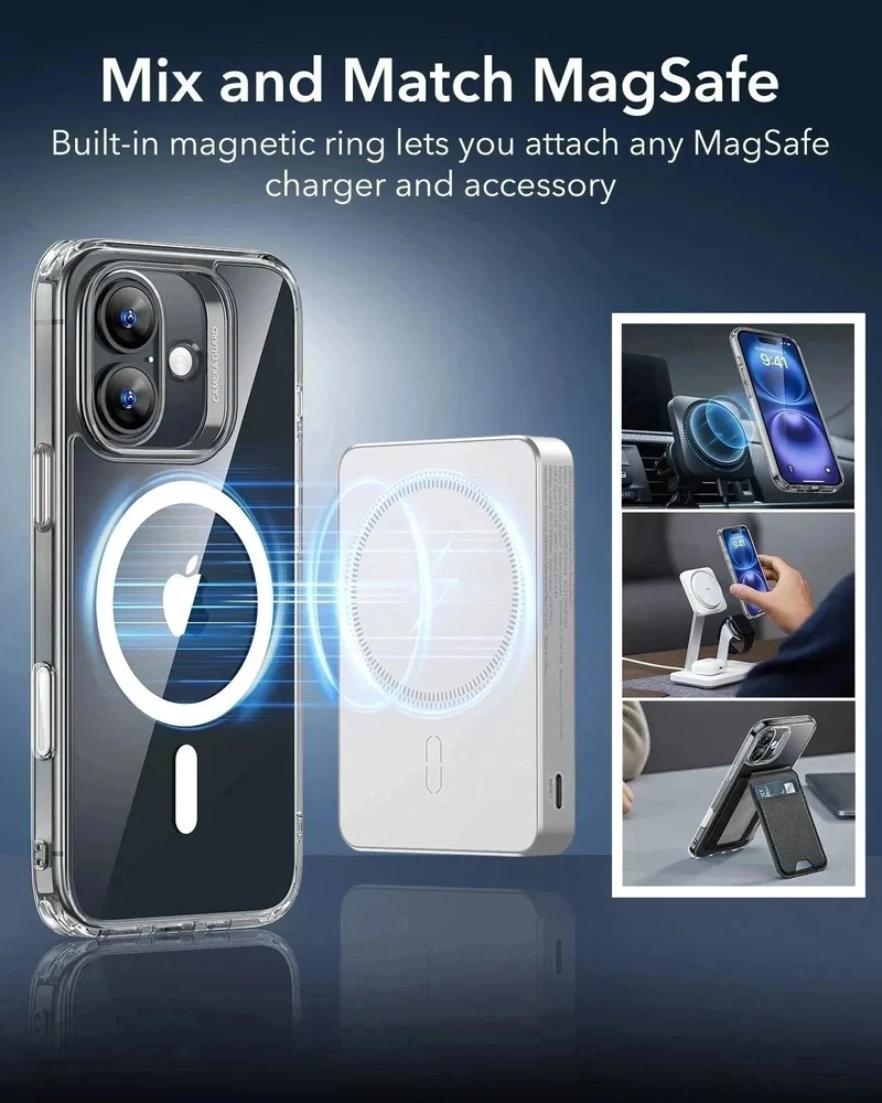 iPhone 16 Classic Hybrid Magnetic Case (Camera Control) & Privacy Screen Protector Bundle - Clear Black