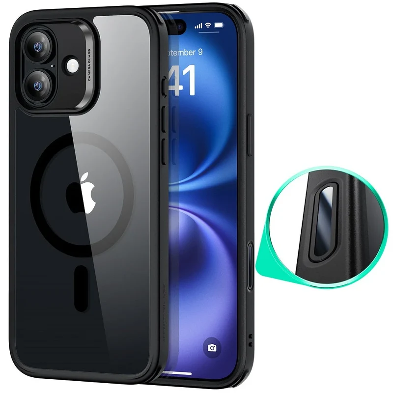 iPhone 16 HaloLock Classic Hybrid Case (Camera Control) - Clear Black