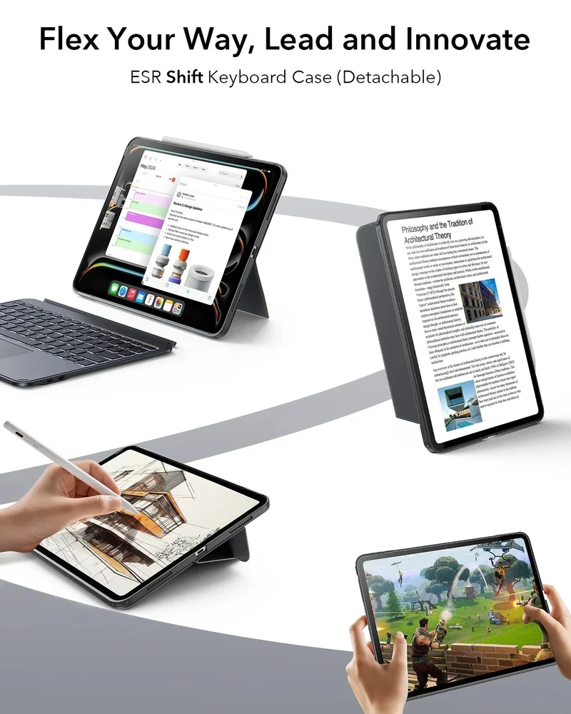 iPad Pro 13" (2025) Bundle Shift Keyboard Case and Armorite Screen Protector - US Layout - Dark Gray