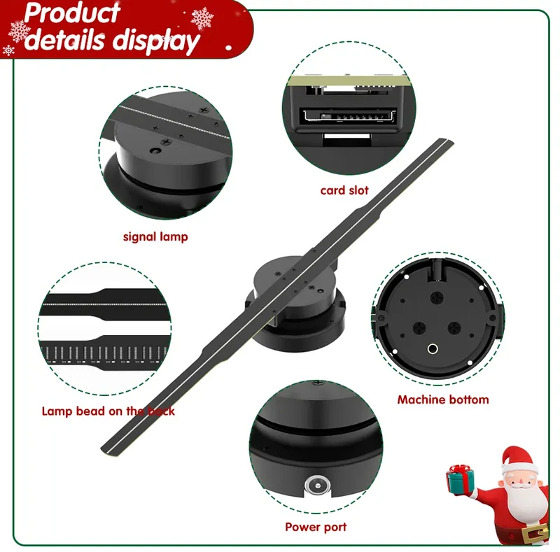 3D HD Hologramme Fan Projecteur SD 42cm LED Signe Holographique Lecteur Support Image Vidéo Boutique Bar Partie Publicité Affichage Lumière