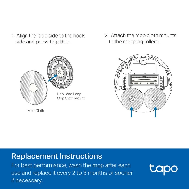 Lot de 6 Serpillières lavables pour Aspirateur Robot Tapo RV50 - Tapo RVA310