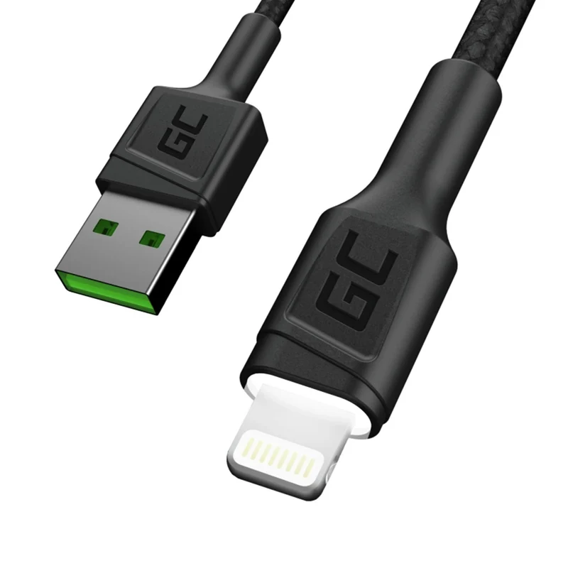 GREEN CELL - Câble de charge et de données - USB-A (mâle) - Lightning (mâle) - Ensemble - 3 pièces - 30 cm|1,2 m|2 m