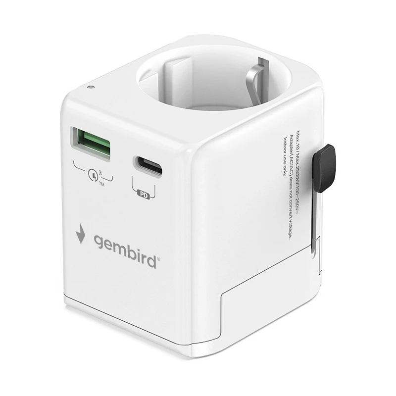 GEMBIRD - Adaptateur de voyage - Universel - Prise UE - Monde (200+ pays)