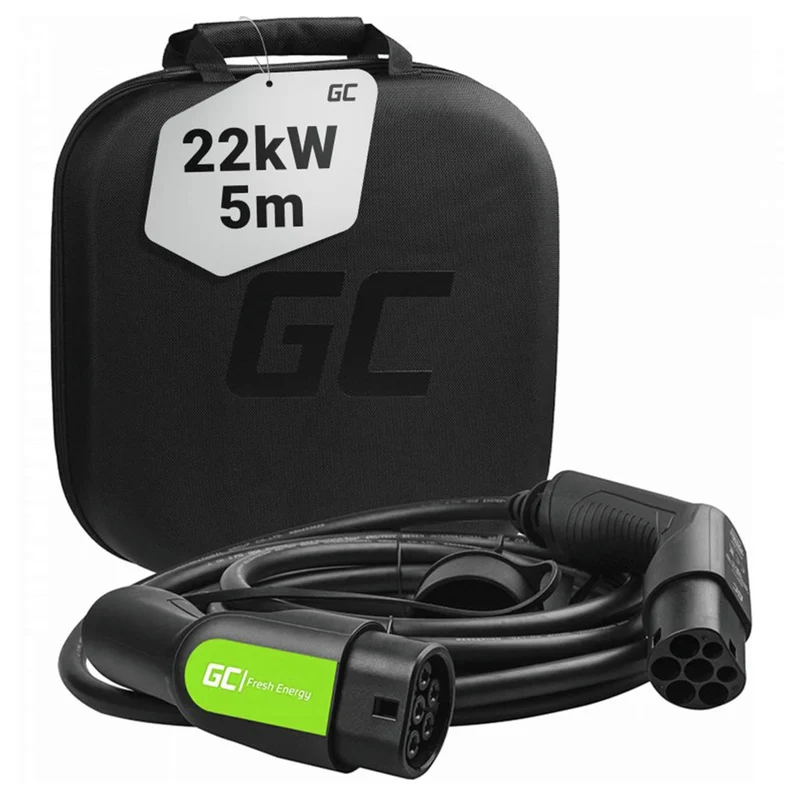 GREEN CELL - Câble de recharge pour voiture - Type 2 - 22 kW - 5 m - 3 phases