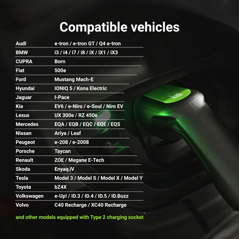 GREEN CELL - Câble de recharge pour voiture - Type 2 - 22 kW - 5 m - 3 phases