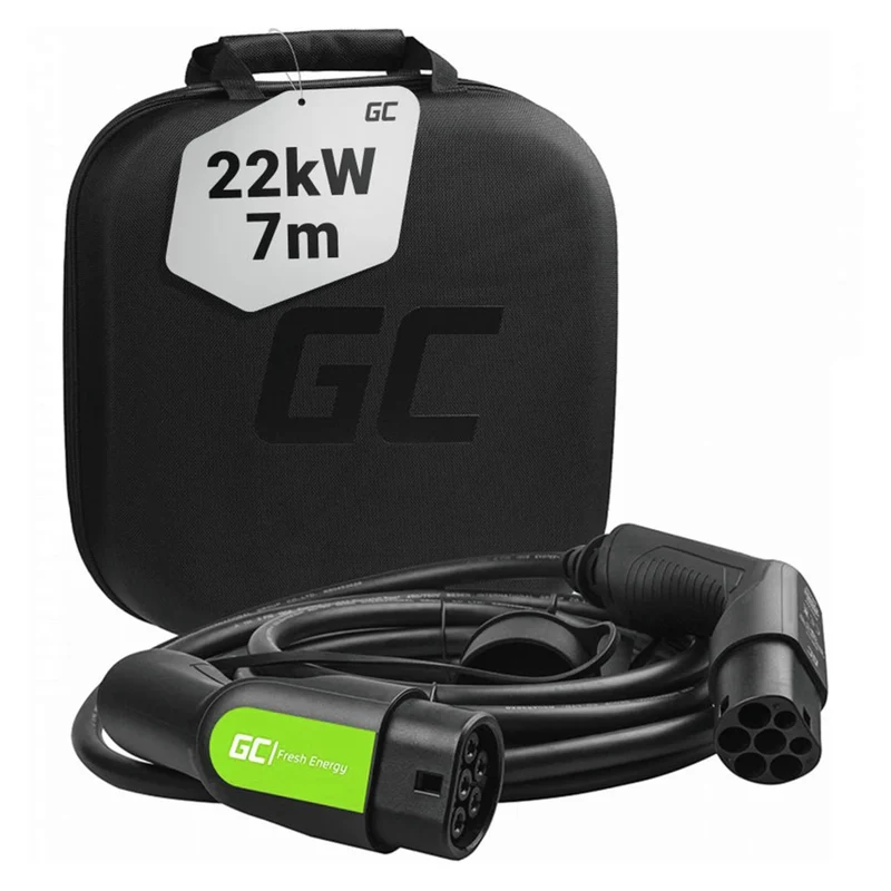 GREEN CELL - Câble de recharge pour voiture - Type 2 - 22 kW - 7 m - 3 phases