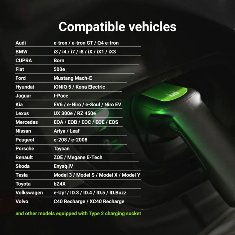 GREEN CELL - Câble de recharge pour voiture - Type 2 - 22 kW - 7 m - 3 phases