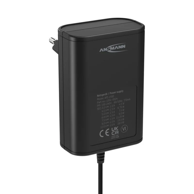 ANSMANN - Alimentation universelle - 18 W - 7 embouts - câble de 1,8 m - APS1500