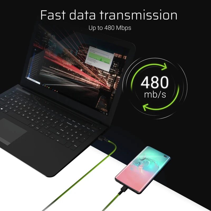 GREEN CELL - Câble de charge et de données - USB-A (mâle) - USB-C (mâle) - Ensemble - 3 pièces - 1,2 m