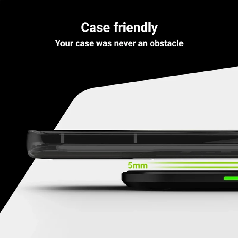 GREEN CELL - Qi - Chargeur sans fil - 15W - USB-C - Noir