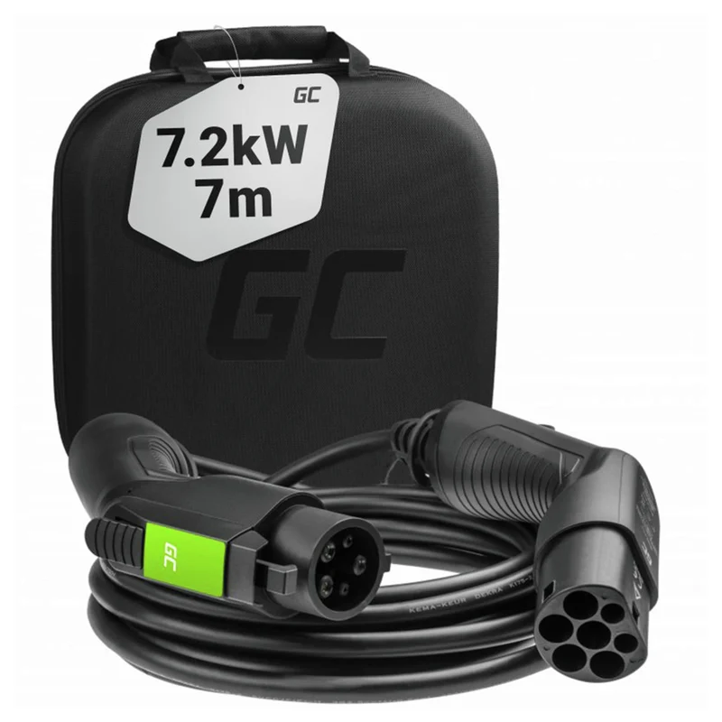 GREEN CELL - Câble de recharge automobile - Type 1 - 7,2 kW - 7 m - 1 phase