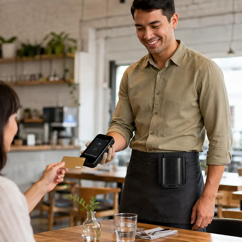Étui en cuir pour terminal de point de vente Toast Go 3, destiné au service en restaurant