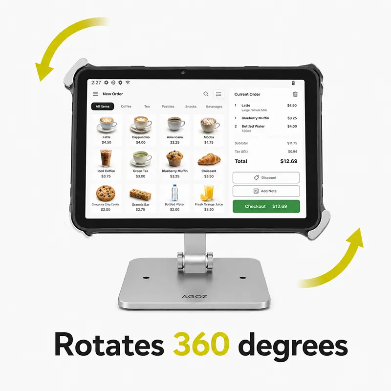 Support tablette POS Unitech RT112 à profil bas pour caisse compacte | Agoz