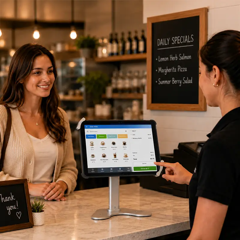 Support tablette POS Unitech RT112 profil haut pour comptoirs de service | Agoz
