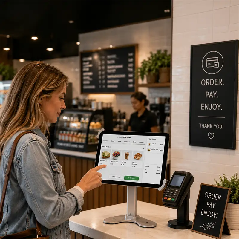 Support tablette POS Unitech RT112 profil haut pour comptoirs de service | Agoz