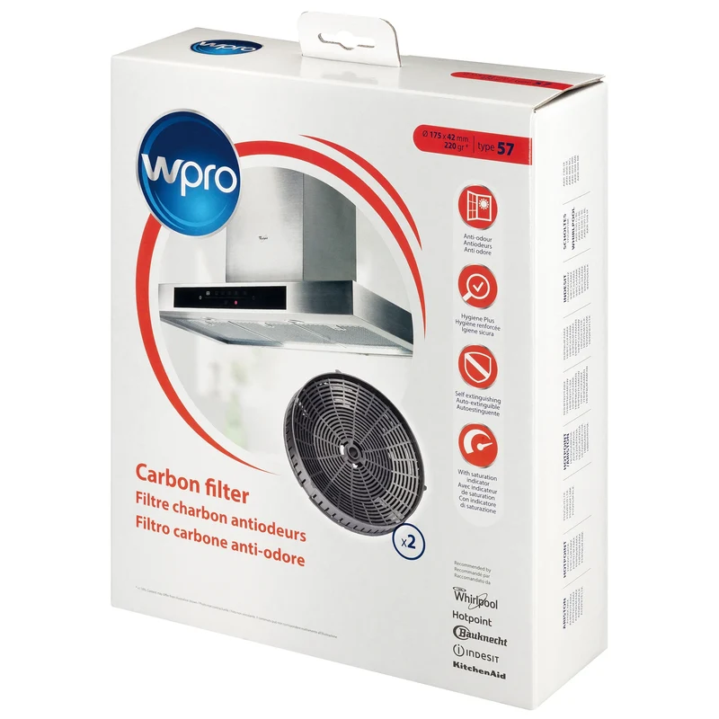 WPRO - filtre à charbon rond Ø175x42mm - Type57