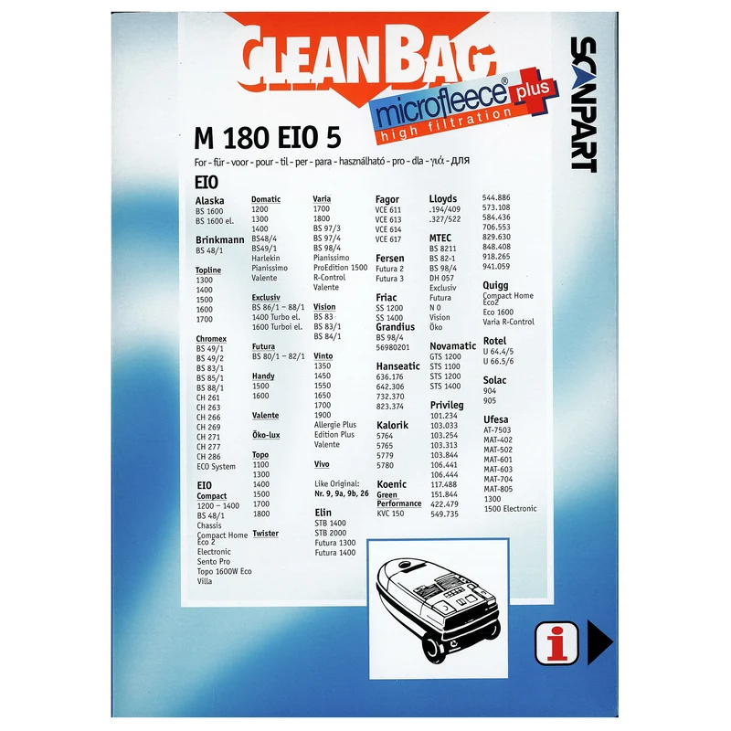 CLEANBAG - sac-aspirateur polaire (boîte) 4 pièces. - M180EIO5