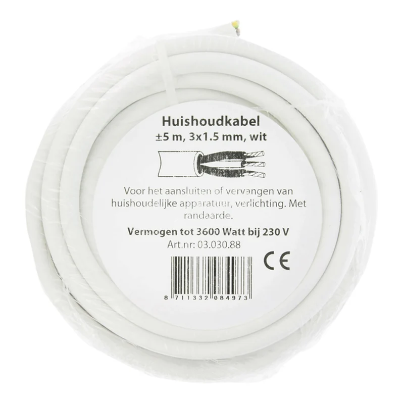 MARQUE MAISON - cordon de connexion 3x1,50mm 5,0 m blanc