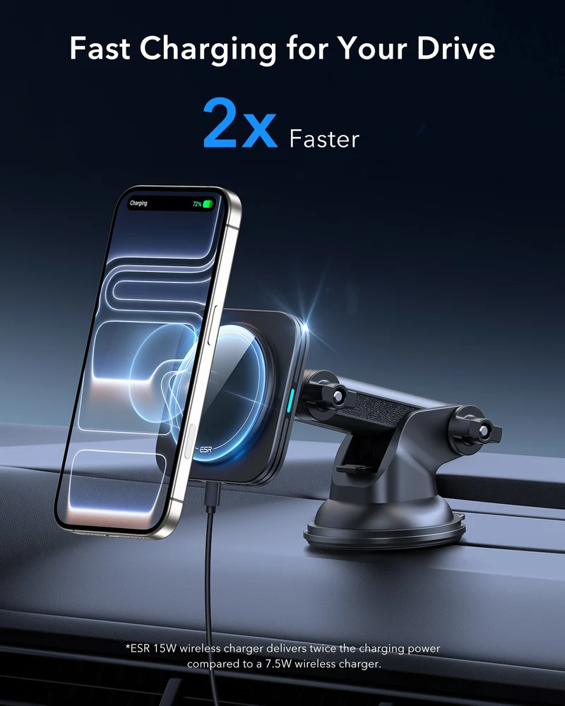 15W Dashboard Wireless Car Charger and AirPods Pro 3 Pulse FlickLock Case Bundle-Black
