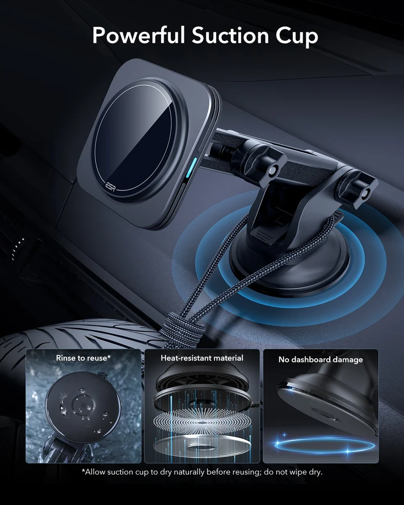 15W Dashboard Wireless Car Charger and AirPods Pro 3 Pulse FlickLock Case Bundle-Black