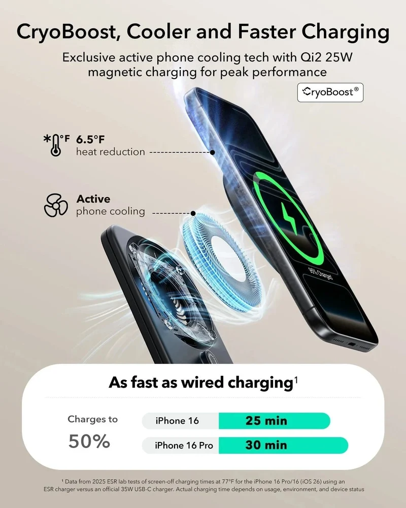 25W CryoBoost Foldable 3-in-1 Magnetic Charger and AirPods Pro 3 Cyber FlickLock Case Bundle– EU Plug-Black&Purple