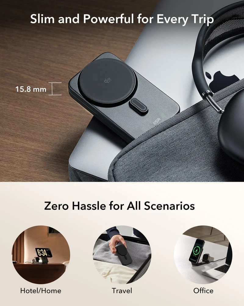 25W CryoBoost Foldable 3-in-1 Magnetic Charger and AirPods Pro 3 Cyber FlickLock Case Bundle– EU Plug-Black&Purple