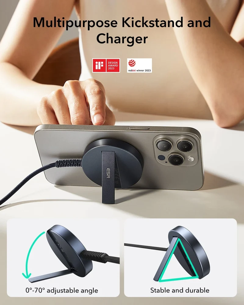 Magnetic Charging Pad (15W, Kickstand)- White