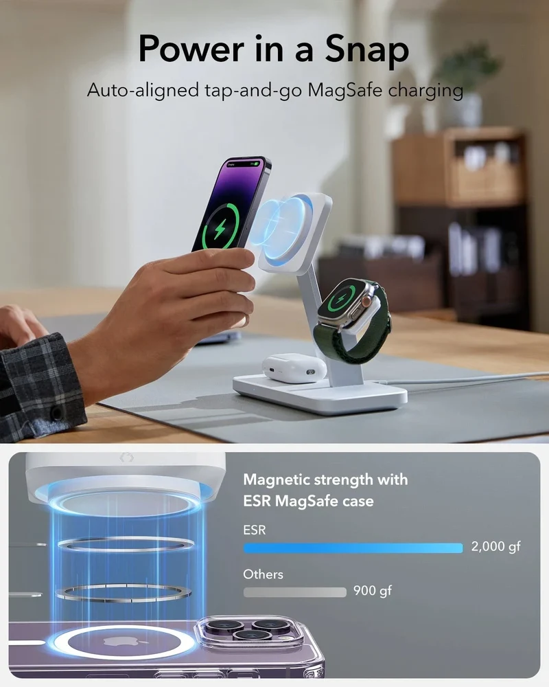 25W 3-in-1 Wireless Charger with MagSafe + CryoBoost - US Plug