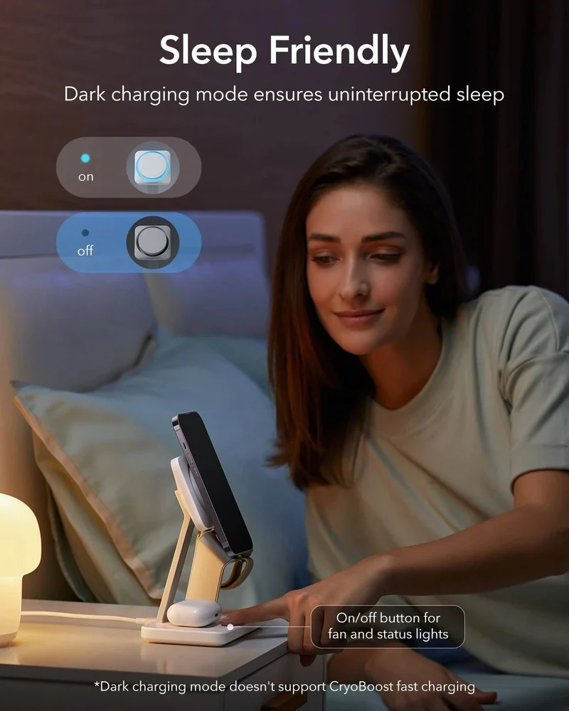 25W 3-in-1 Wireless Charger with MagSafe + CryoBoost - US Plug