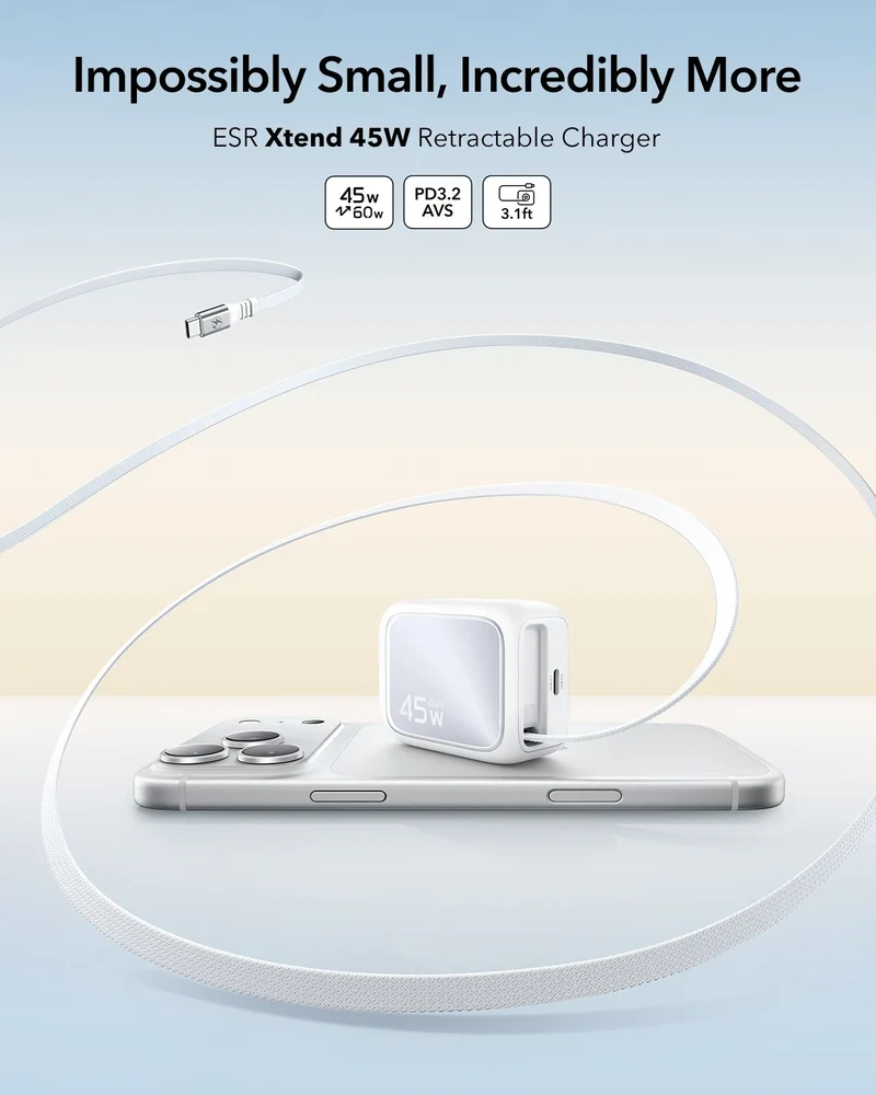 Xtend 45W Retractable Charger - US Plug - Burgundy