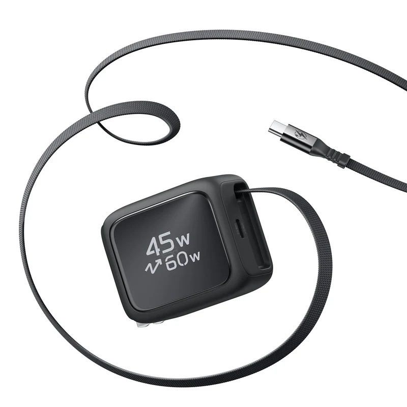 Xtend 45W Retractable Charger - US Plug - Black