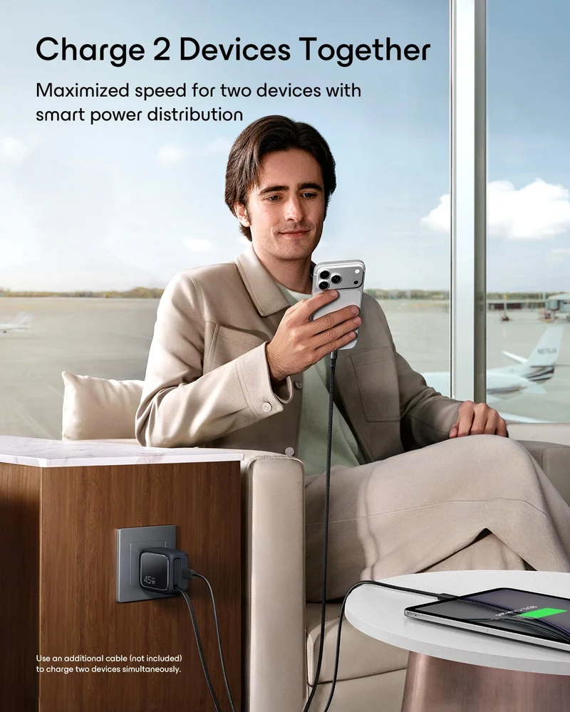 Xtend 45W Retractable Charger - US Plug - Black