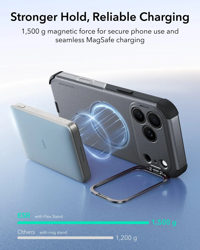 iPhone 18 Pro Max Cyber Tough Magnetic Case with Camera Control and Flex Stand - Space Gray