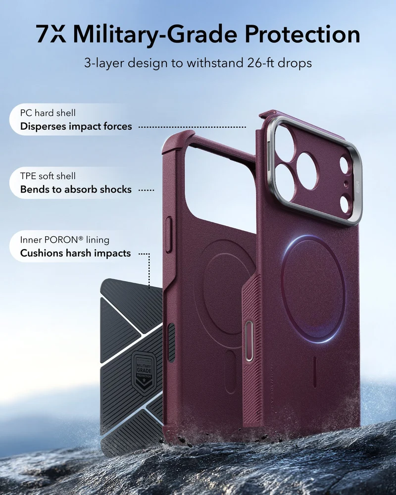 iPhone 18 Pro Max Bundle Cyber Tough Magnetic Case with Camera Control and Flex Stand, Plus Armorite®️ Pro Screen Protector - Deep Burgundy