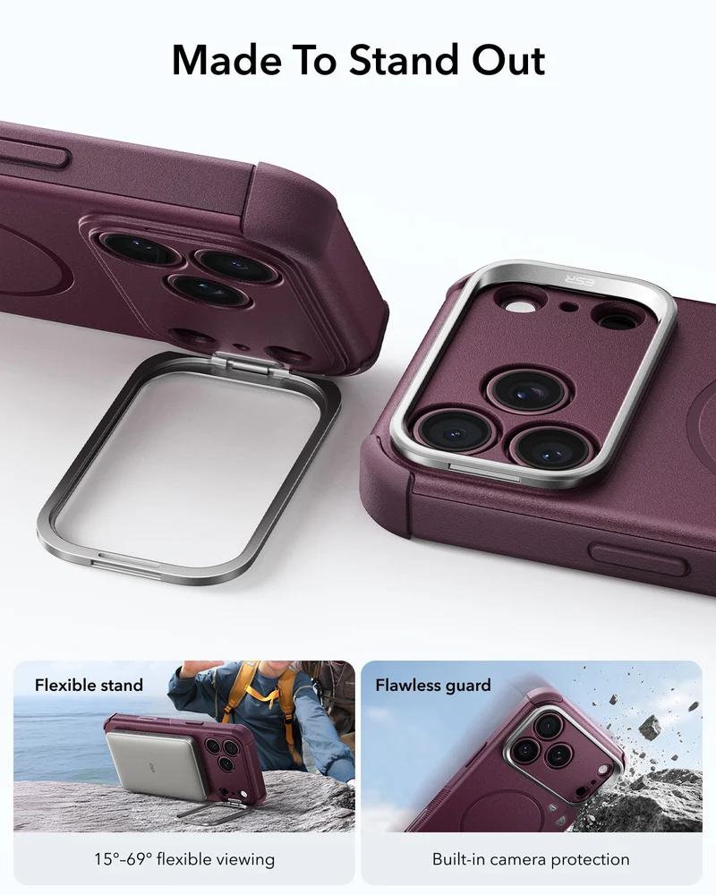 iPhone 18 Pro Max Bundle Cyber Tough Magnetic Case with Camera Control and Flex Stand, Plus Armorite®️ Pro Screen Protector - Deep Burgundy