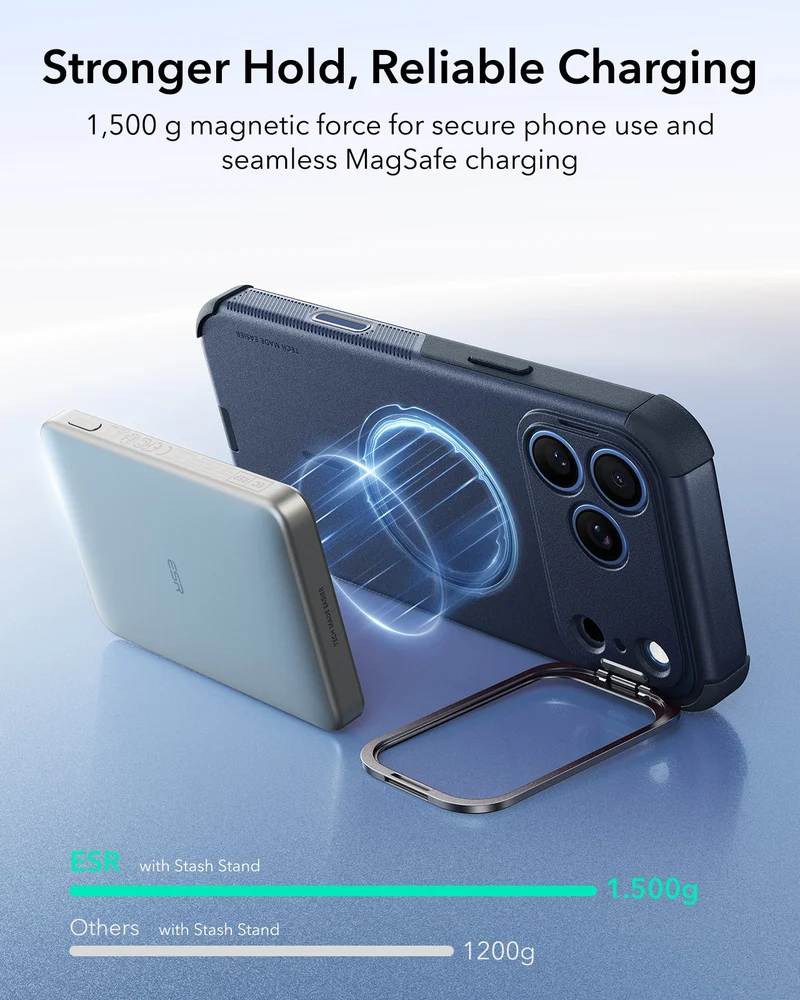 iPhone 18 Pro Max Cyber Tough Magnetic Case with Camera Control and Flex Stand - Navy Blue