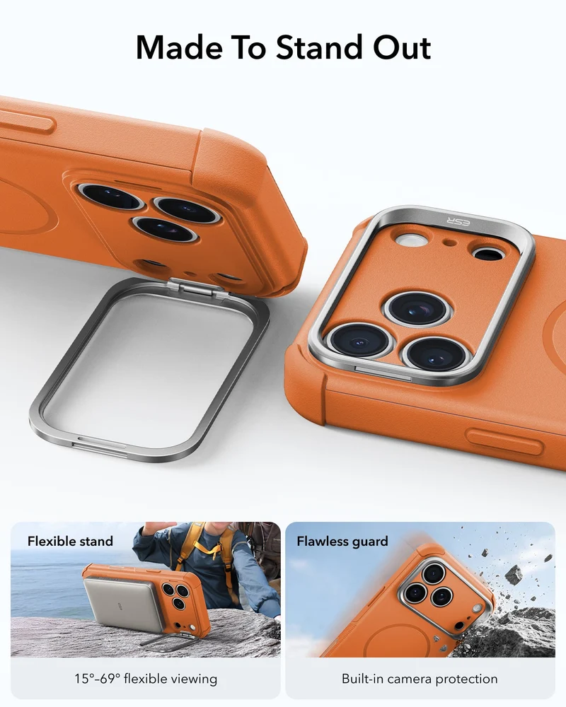 iPhone 18 Pro Bundle Cyber Tough Magnetic Case with Camera Control and Flex Stand, Plus Armorite®️ Pro Screen Protector - Orange