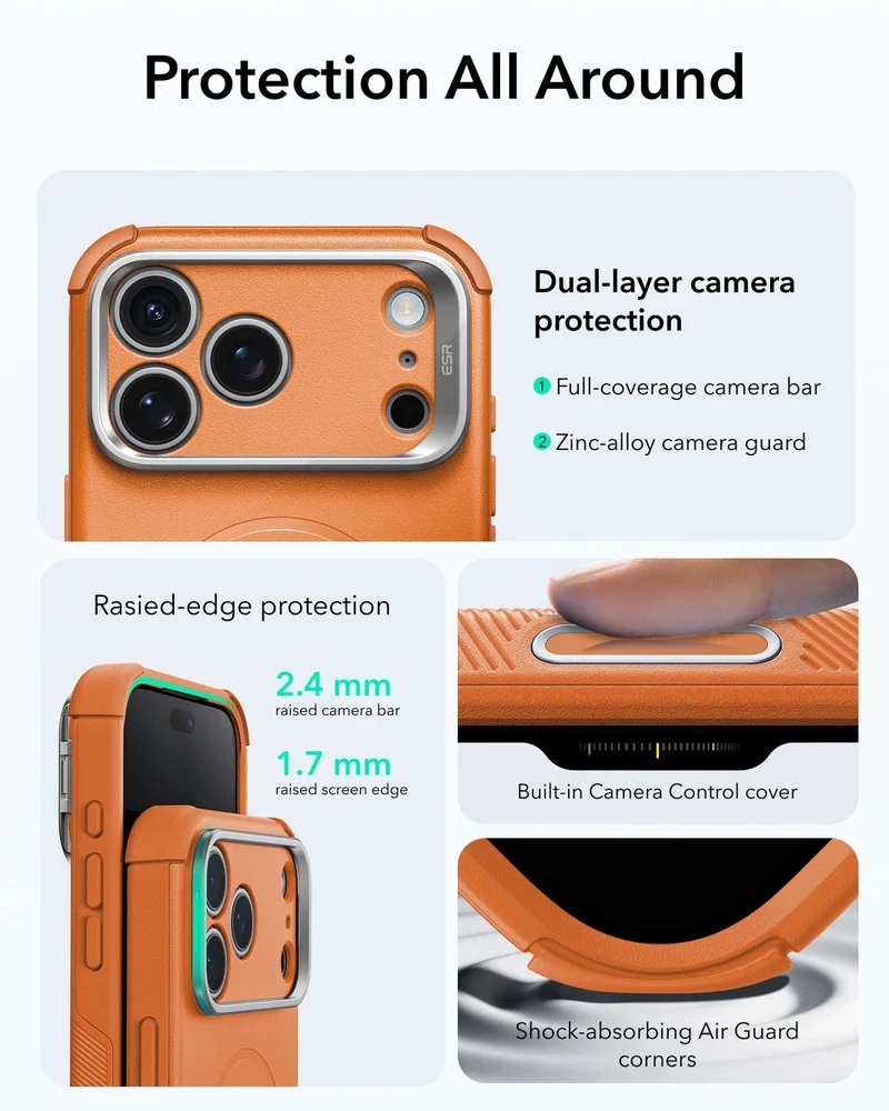 iPhone 18 Pro Bundle Cyber Tough Magnetic Case with Camera Control and Flex Stand, Plus Armorite®️ Pro Screen Protector - Orange