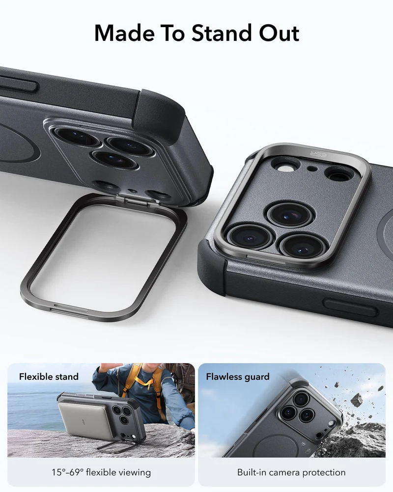 iPhone 18 Pro Bundle Cyber Tough Magnetic Case with Camera Control and Flex Stand, Plus Armorite®️ Pro Screen Protector - Space Gray